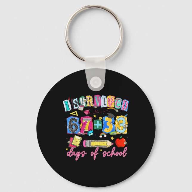 Porte-clés J'ai survécu 100 jours d'école Enseignant Clroom 6 (Recto)