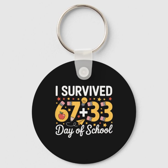 Porte-clés J'ai survécu 100 jours d'école Six Sept Mème Ensei (Recto)