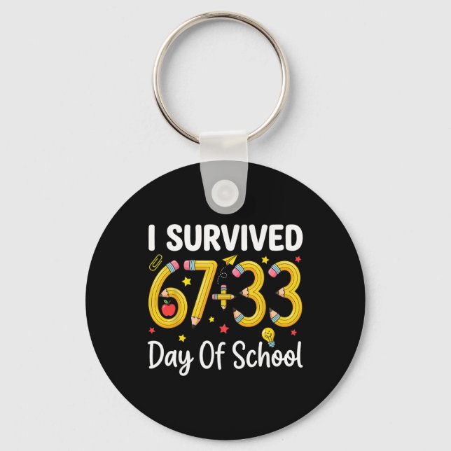 Porte-clés J'ai survécu 100 jours d'école Six Sept Mème Ensei (Recto)