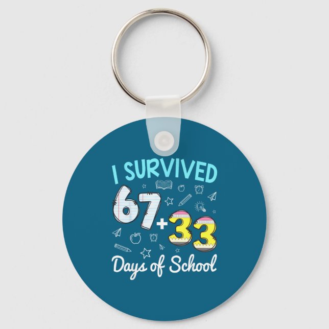 Porte-clés J'ai survécu 67 33 jours d'école (Recto)