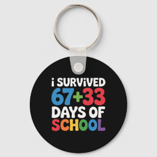 Porte-clés J'ai survécu 67+33 jours d'école 100e jour de math