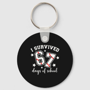Porte-clés J'ai survécu 67 jours de baseball à l'école Six Se