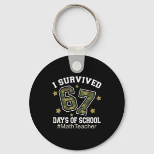 Porte-clés J'ai survécu 67 jours de camouflage scolaire 6 7 M