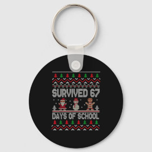 Porte-clés J'ai survécu 67 jours de thé de Noël étudiant à l'