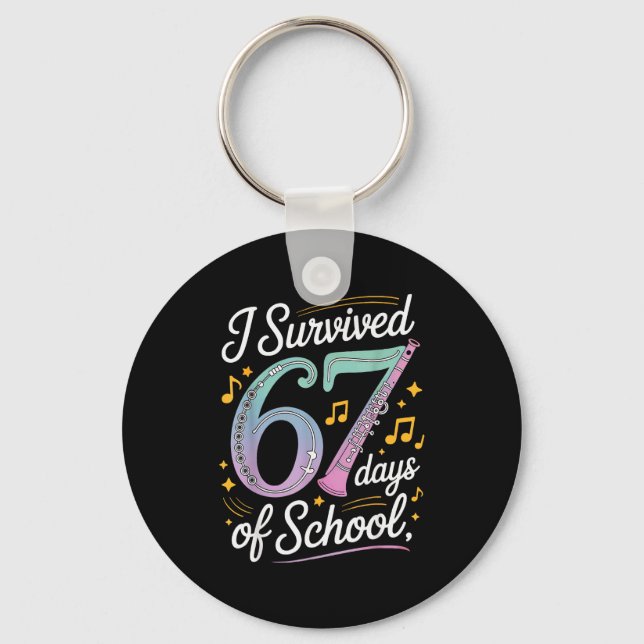 Porte-clés J'ai survécu 67 jours d'école - Enseignants Élèves (Recto)