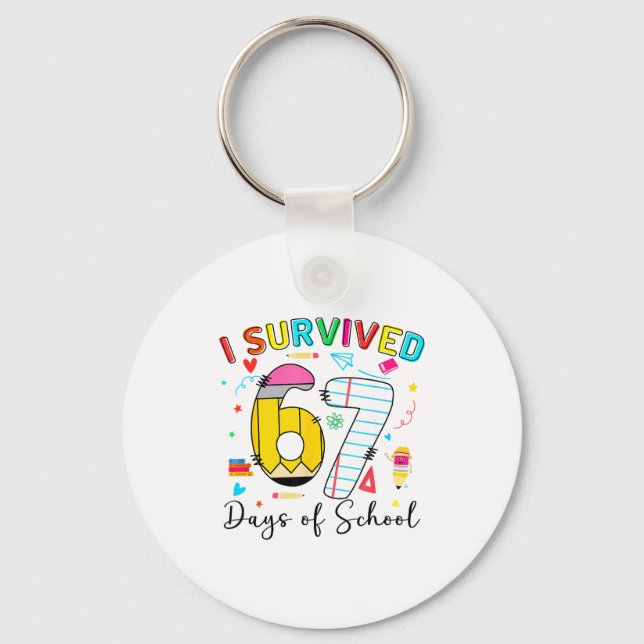 Porte-clés J'ai survécu 67 jours d'école Fun Meme Six Seven 6 (Recto)