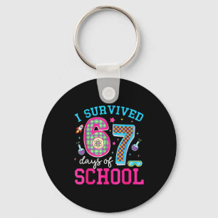 Porte-clés J'ai survécu 67 jours d'école Mème Six Sept Scienc