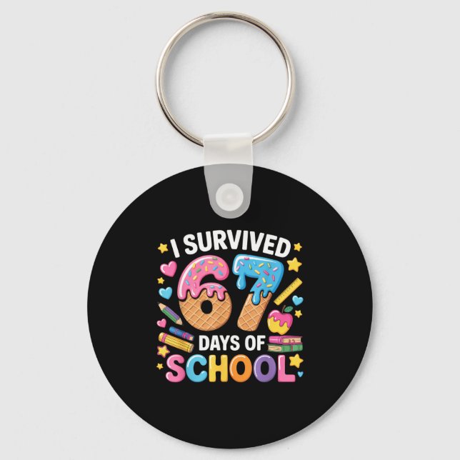 Porte-clés J'ai survécu 67 jours d'école professeur élève gla (Recto)