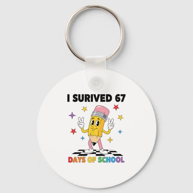 Porte-clés J'ai survécu 67 jours d'école Six Seven Mème pour  (Recto)