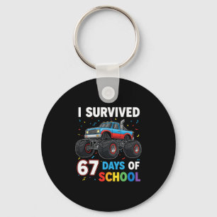 Porte-clés J'ai survécu 67 jours d'école Six Seven Mème pour