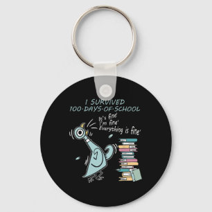 Porte-clés J'ai survécu à 100 jours d'école drôle de pigeon 1