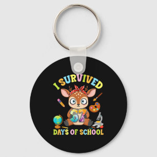Porte-clés J'ai survécu six sept jours d'école Cerf mignon st