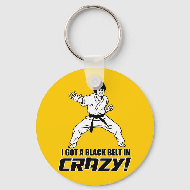 Porte-clés J'ai une ceinture noire en fou (Recto)