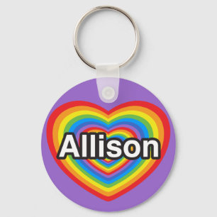 Porte-clés J'aime Allison. Je t'aime Allison. Cœur