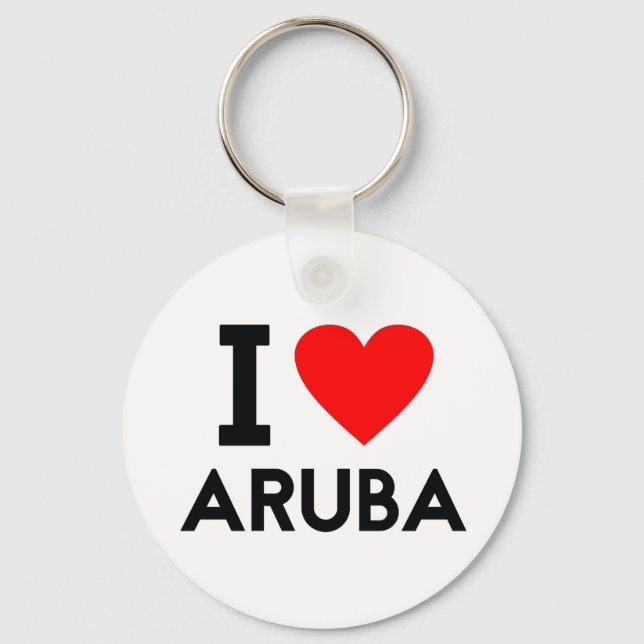 Porte-clés j'aime Aruba pays nation coeur symbole texte (Recto)