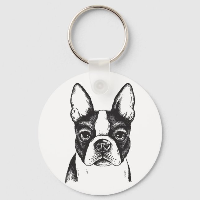 Porte-clés J'aime Boston Terriers (Recto)
