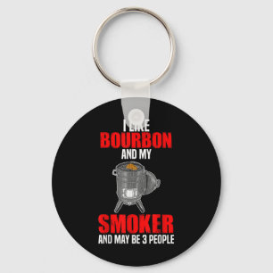Porte-clés J'Aime Bourbon Mon Fumeur 3 Personnes Drôle Bbq Ba