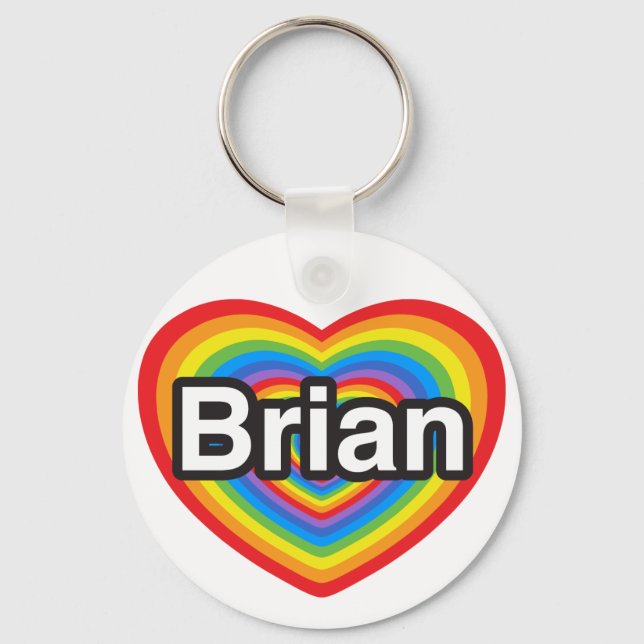 Porte-clés J'aime Brian. Je t'aime Brian. Cœur (Recto)