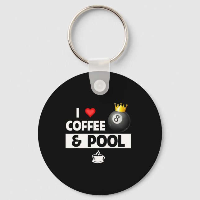 Porte-clés J'Aime Café Et Bâton De Piscine 8 Ballons Billiar (Recto)