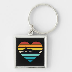 Porte-clés J'aime capitaine de yacht bateau Retro Sunset