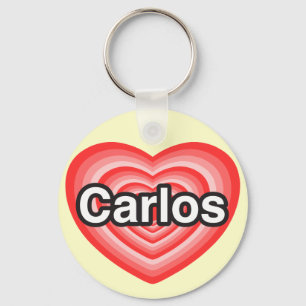 Porte-clés J'aime Carlos. Je t'aime Carlos. Cœur