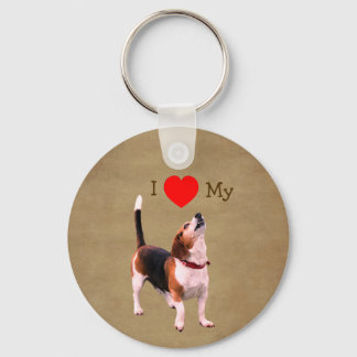 Porte-clés J'aime cœur mon chien Beagle 