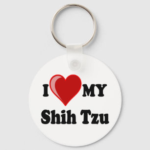 Porte-clés J'aime (coeur) mon chien de Shih Tzu