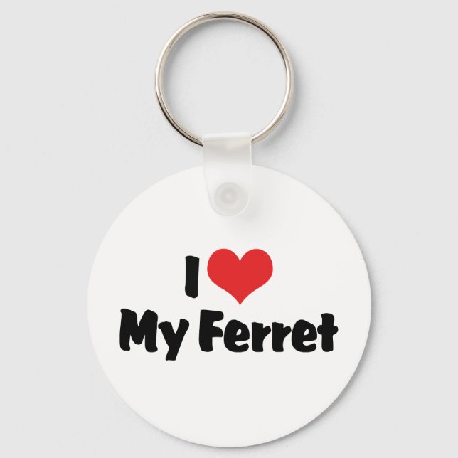 Porte-clés J'aime cœur mon furet (Recto)