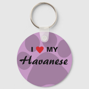 Porte-clés J'aime (coeur) mon Havanese Pawprint