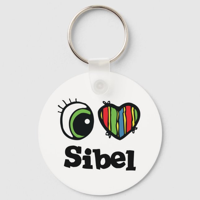Porte-clés J'aime (Cœur) Sibel (Recto)