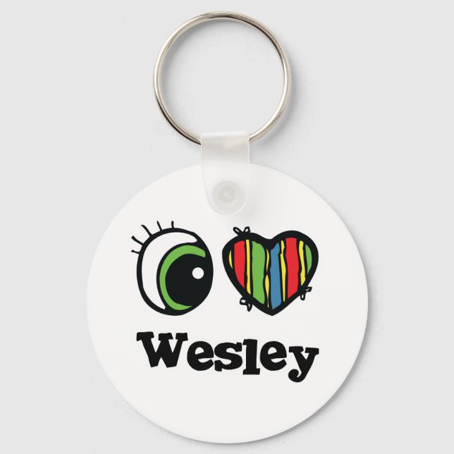 Porte-clés J'aime (cœur) Wesley (Recto)