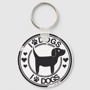 Porte-clés J'aime des chiens avec le chiot