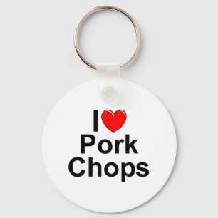 Porte-clés J'aime des côtelettes de porc (de coeur)