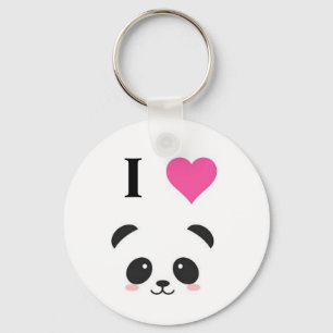 Porte-clés J'aime des pandas