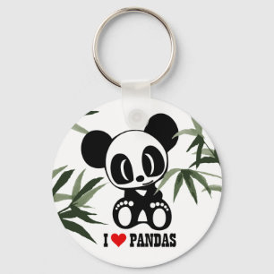 Porte-clés J'aime des pandas