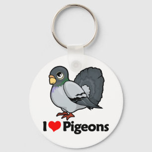 Porte-clés J'aime des pigeons
