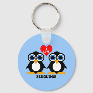 Porte-clés J'aime des pingouins