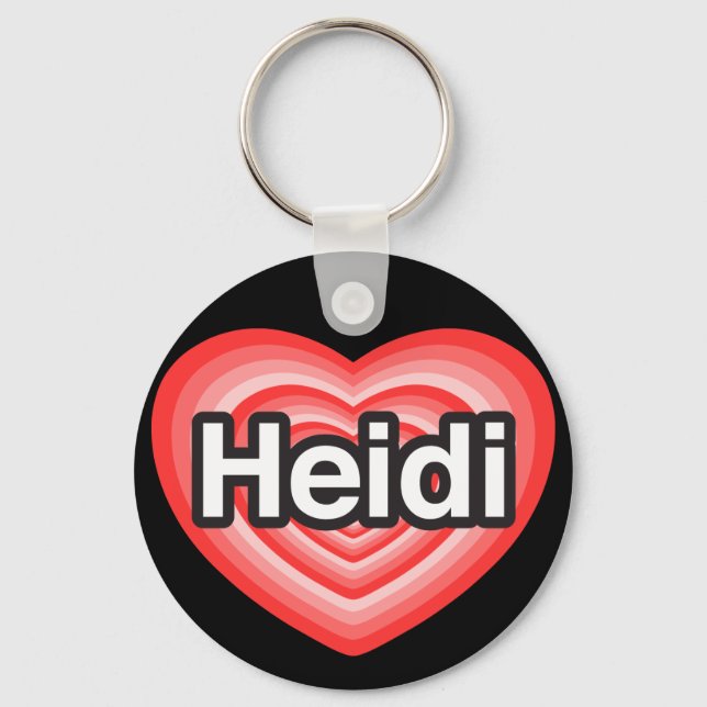 Porte-clés J'aime Heidi. Je t'aime Heidi. Cœur (Recto)