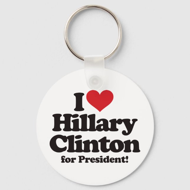 Porte-clés J'aime Hillary Clinton pour le président (Recto)