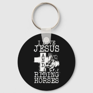Porte-clés J'Aime Jésus Et Équitation Cheval Cheval Fille Hor