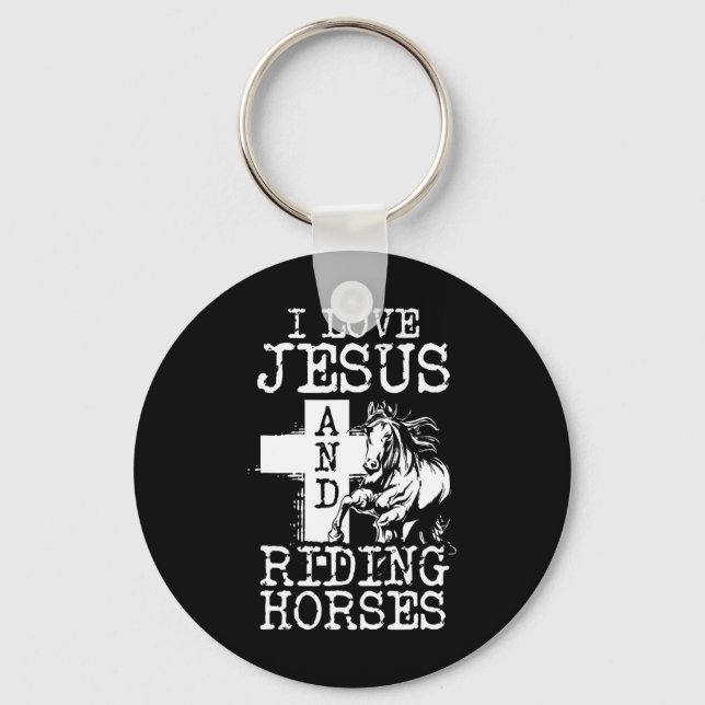 Porte-clés J'Aime Jésus Et Équitation Cheval Cheval Fille Hor (Recto)