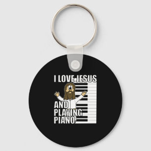 Porte-clés J'aime Jésus et jouer Piano drôle travail chrétien