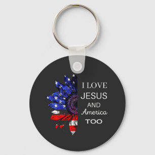 Porte-clés J'aime Jésus et l'Amérique aussi