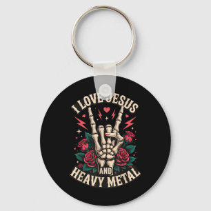Porte-clés J'aime Jésus et le heavy metal 