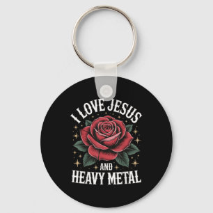 Porte-clés J'aime Jésus et le heavy metal 