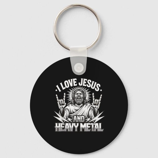 Porte-clés J'aime Jésus et le heavy metal 2  (Recto)