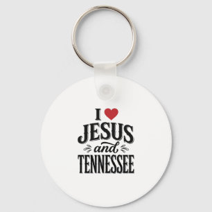 Porte-clés J'aime Jésus et Tennessee Vintage Design Chrétien