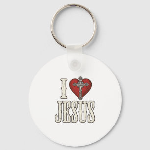 Porte-clés J'aime Jésus Gravure Vintage Design de T-shirt de