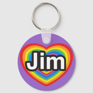 Porte-clés J'aime Jim. Je t'aime Jim. Cœur