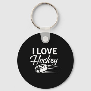 Porte-clés J'aime joueur de hockey équipe de jeu gardien de b